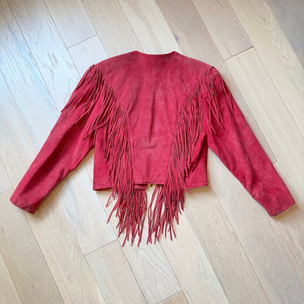 Vintage Scully Red Suede Leather Fringe Jacket Western Concho Women’s - Picture 2 of 12
